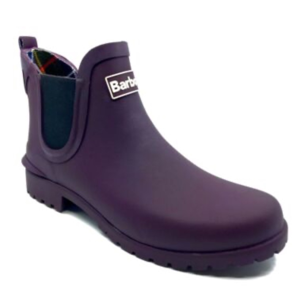 NEW Barbour Women's Wilton Wellington Ankle Rain Boots WATERPROOF BOOTIES PURPLE - Picture 2 of 6